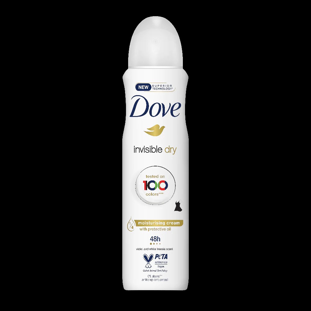 Picture of 150 ml Dove Invisible dry Body spray International European product used for female