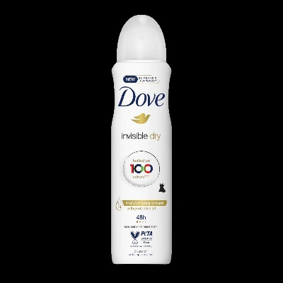 Picture of 150 ml Dove Invisible dry Body spray International European product used for female
