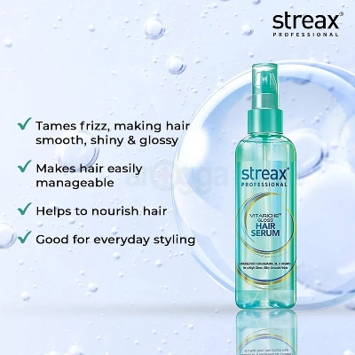 Picture of 115 ml Streax Professional Vitariche Gloss Hair Serum Indian product used for male female