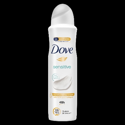 Picture of 150 ml Dove sensitive Body spray International European product used for female