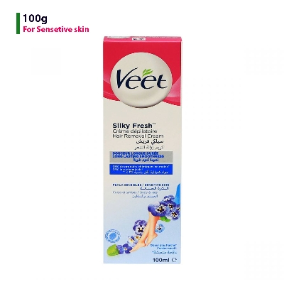 Picture of 100 gm Skin care Veet Silky fresh Hair Remover cream Sensitive skin International France product used for male/ female