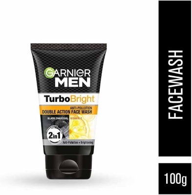 Picture of 100 ml Garnier Men Turbo Bright 2 In 1 face wash Indian product used for male