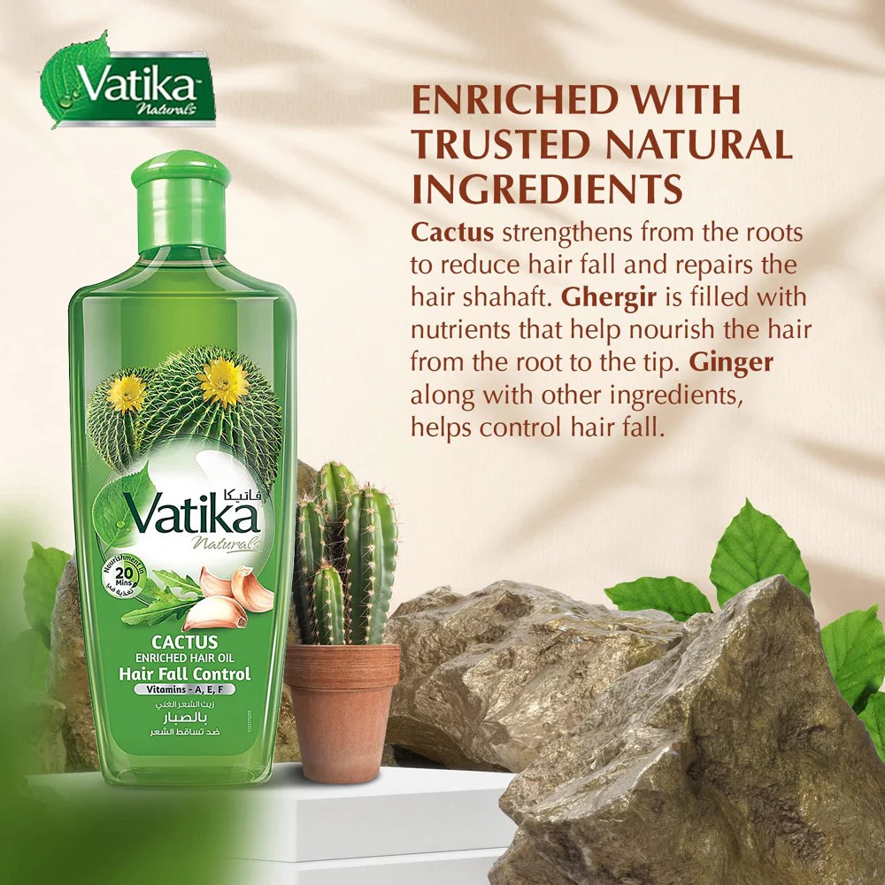 Picture of 200 ml Vatika CACTUS hair oil International UAE product used for male female
