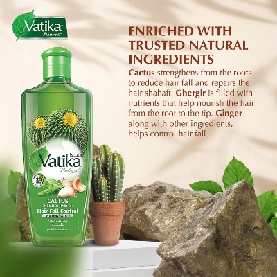 Picture of 200 ml Vatika CACTUS hair oil International UAE product used for male female