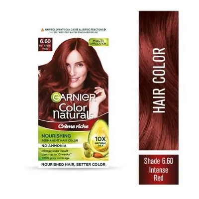 Picture of 70 ml + 60 gm Hair styling Garnier Color Natural Intense Red shade no 6.60 Indian product used for male/female