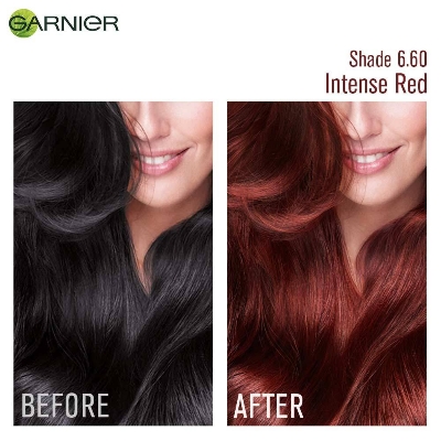 Picture of 70 ml + 60 gm Hair styling Garnier Color Natural Intense Red shade no 6.60 Indian product used for male/female