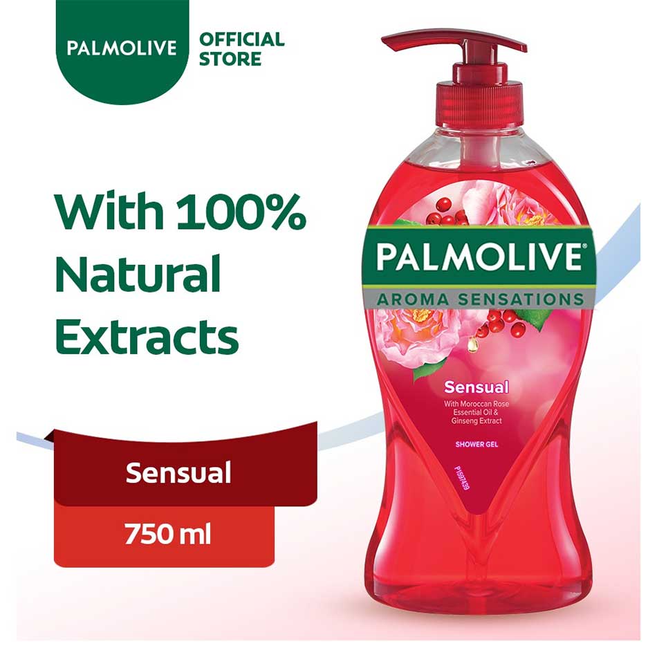 Picture of 750 ml Palmolive Aroma Sensation Sensual Red color Shower Gel International Thailand product used for male/female