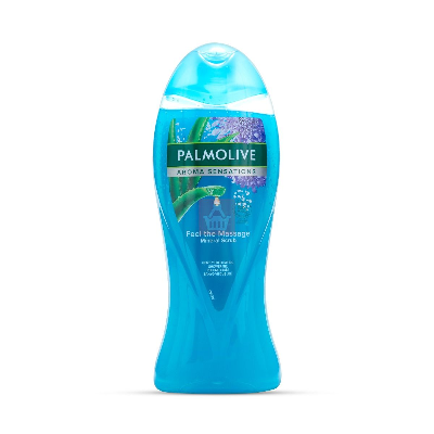 Picture of 500 ml Palmolive Aroma Sensations feel the massage sky blue color Shower Gel International Thailand product used for male/female