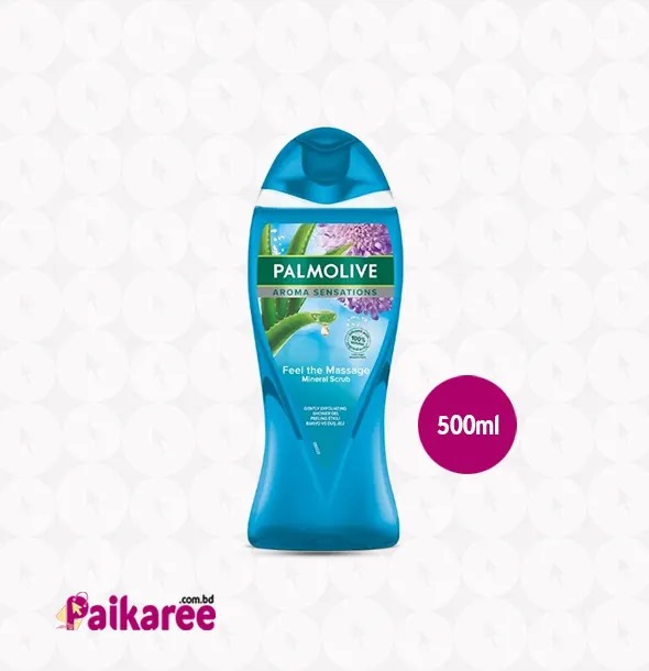 Picture of 500 ml Palmolive Aroma Sensations feel the massage sky blue color Shower Gel International Thailand product used for male/female