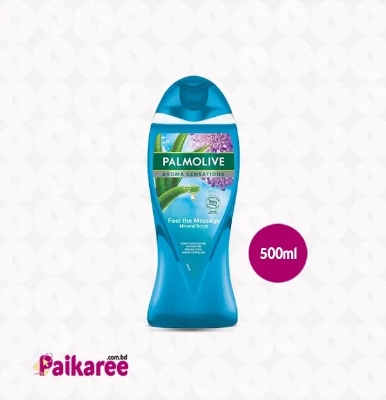 Picture of 500 ml Palmolive Aroma Sensations feel the massage sky blue color Shower Gel International Thailand product used for male/female