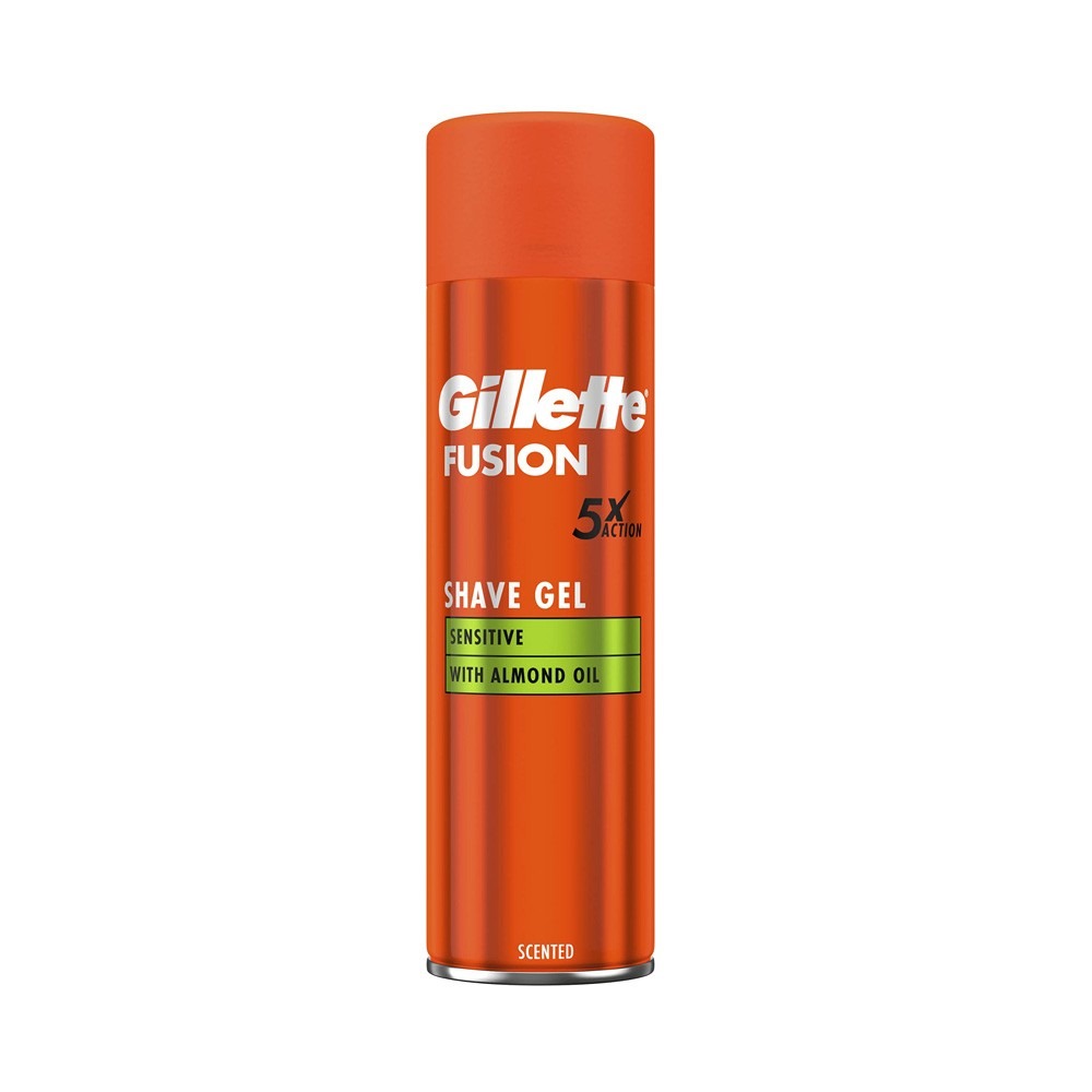 Picture of 200 ml Gillette fusion 5x Action Moisturising with cocoa butter/ almond oil shaving gel International UK product