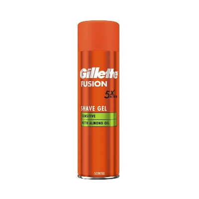 Picture of 200 ml Gillette fusion 5x Action Moisturising with cocoa butter/ almond oil shaving gel International UK product