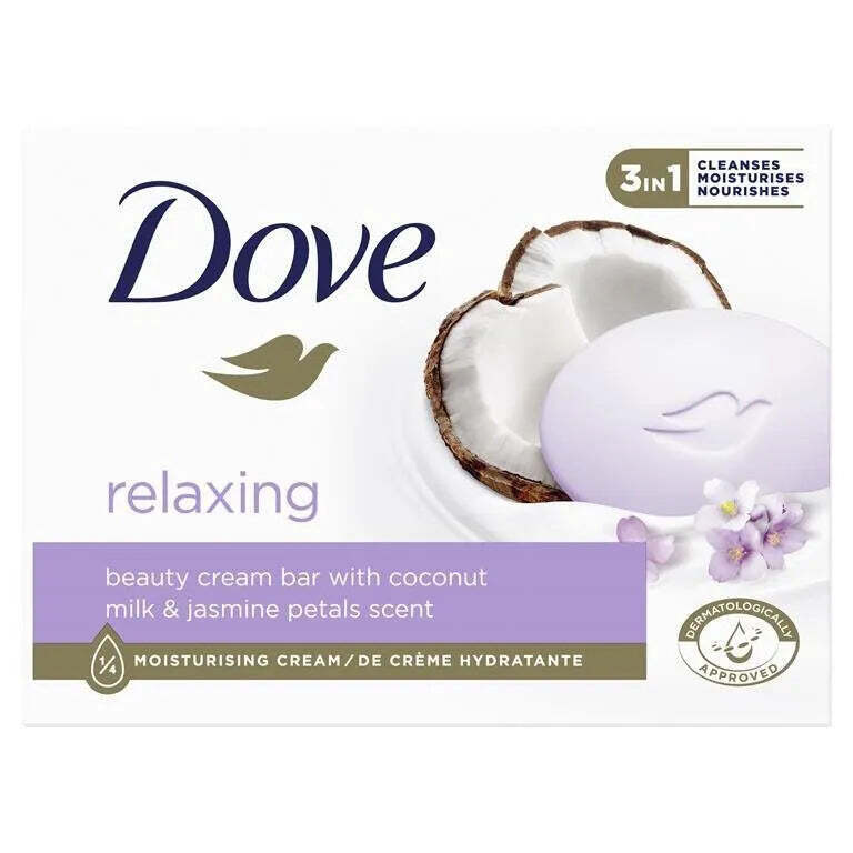 Picture of 135 gm Dove Relaxing  Coconut milk & jasmine sent Body Soap International Europe Country product used for male/female