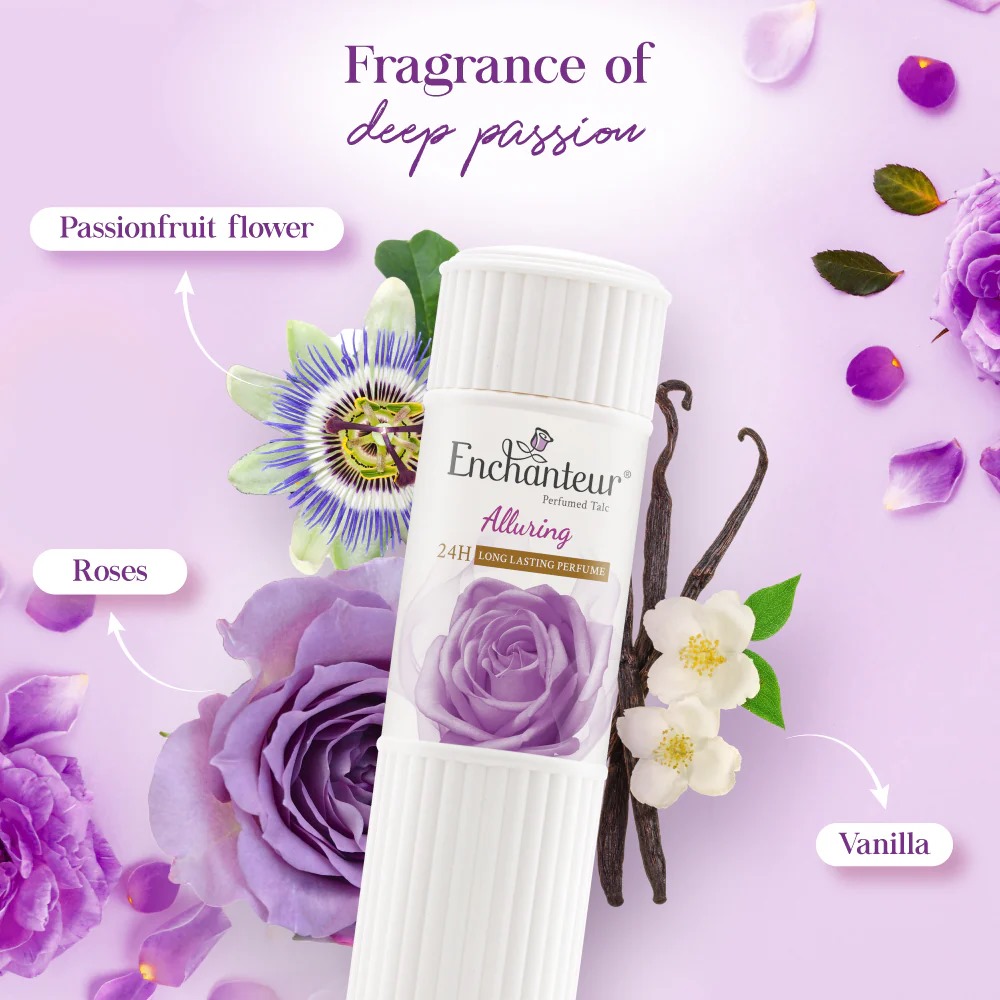 Picture of 125 gm Enchanteur Alluring Talcum Powder International Malaysian product used for male/female