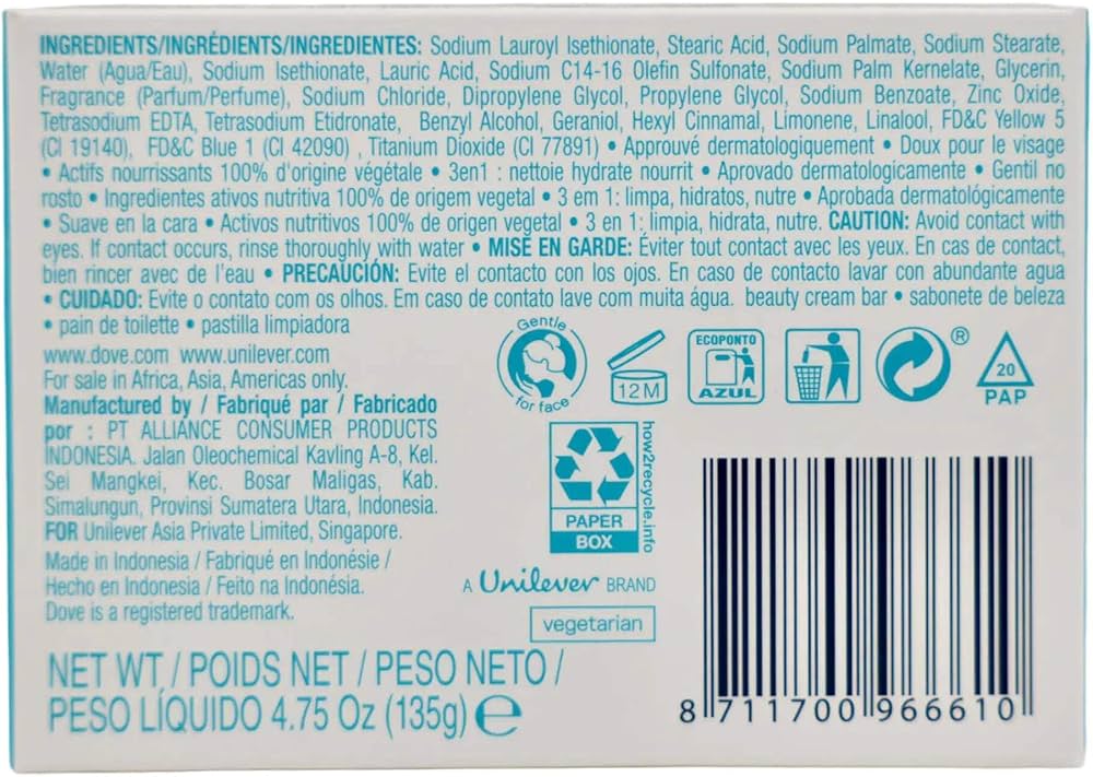 Picture of 135 gm Dove Restoring blue fig & orange blossom sent Body Soap International Europe Country product used for male/female