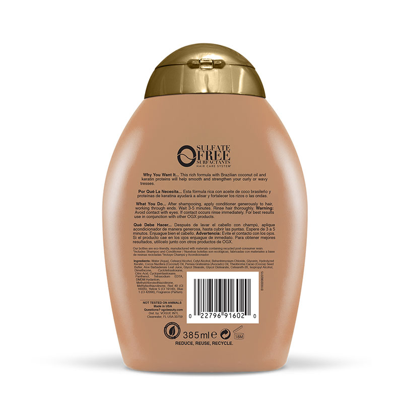 Picture of 385 ml OGX ever straightening + brazilian keratin therapy shampoo International Germany product used for male/ female