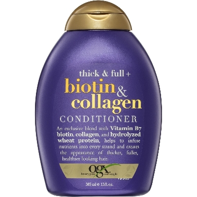 Picture of 385 ml OGX thick & Full +Biotin & Collagen conditioner International Germany product used for male/ female