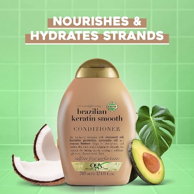 Picture of 385 ml OGX ever straightening + brazilian keratin therapy conditioner International Germany product used for male/ female