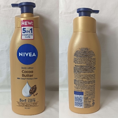 Picture of 400 ml Nivea Cocoa Butter Body Lotion International Germany product used for male/ female
