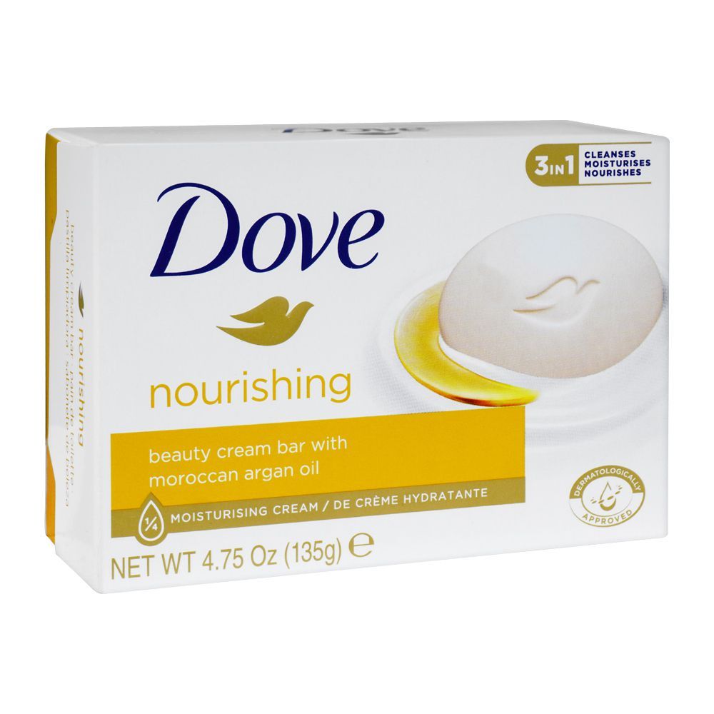 Picture of 135 gm Dove Nourishing beauty cream bar Moroccan argan oil sent Body Soap International Europe Country product used for male/female