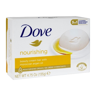 Picture of 135 gm Dove Nourishing beauty cream bar Moroccan argan oil sent Body Soap International Europe Country product used for male/female