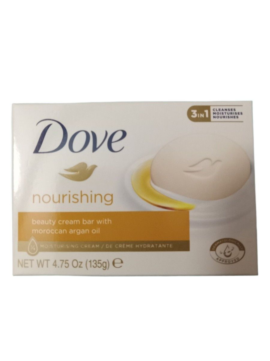 Picture of 135 gm Dove Nourishing beauty cream bar Moroccan argan oil sent Body Soap International Europe Country product used for male/female