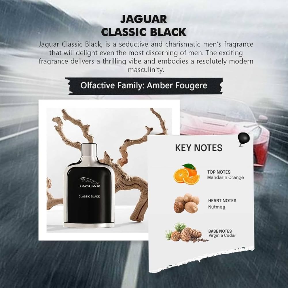 Picture of International France product Body perfume party scent Jaguar Classic Black used for male - 100 ml