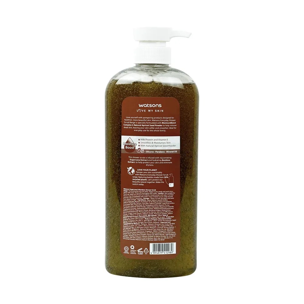 Picture of International Thailand product Body wash Shower scrub Watsons SUGAR CANE & BAMBOO used for male / female  - 700 ml