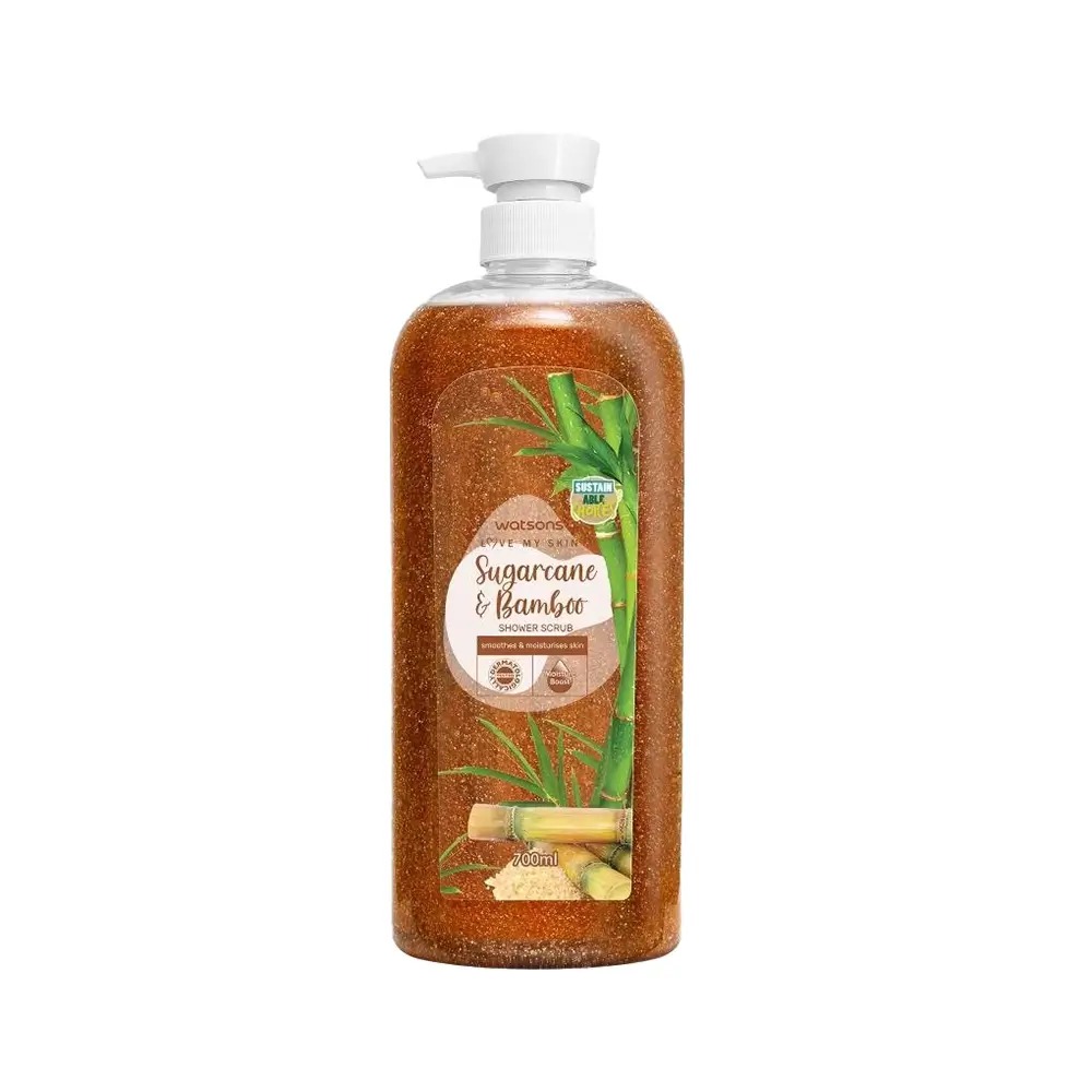 Picture of International Thailand product Body wash Shower scrub Watsons SUGAR CANE & BAMBOO used for male / female  - 700 ml