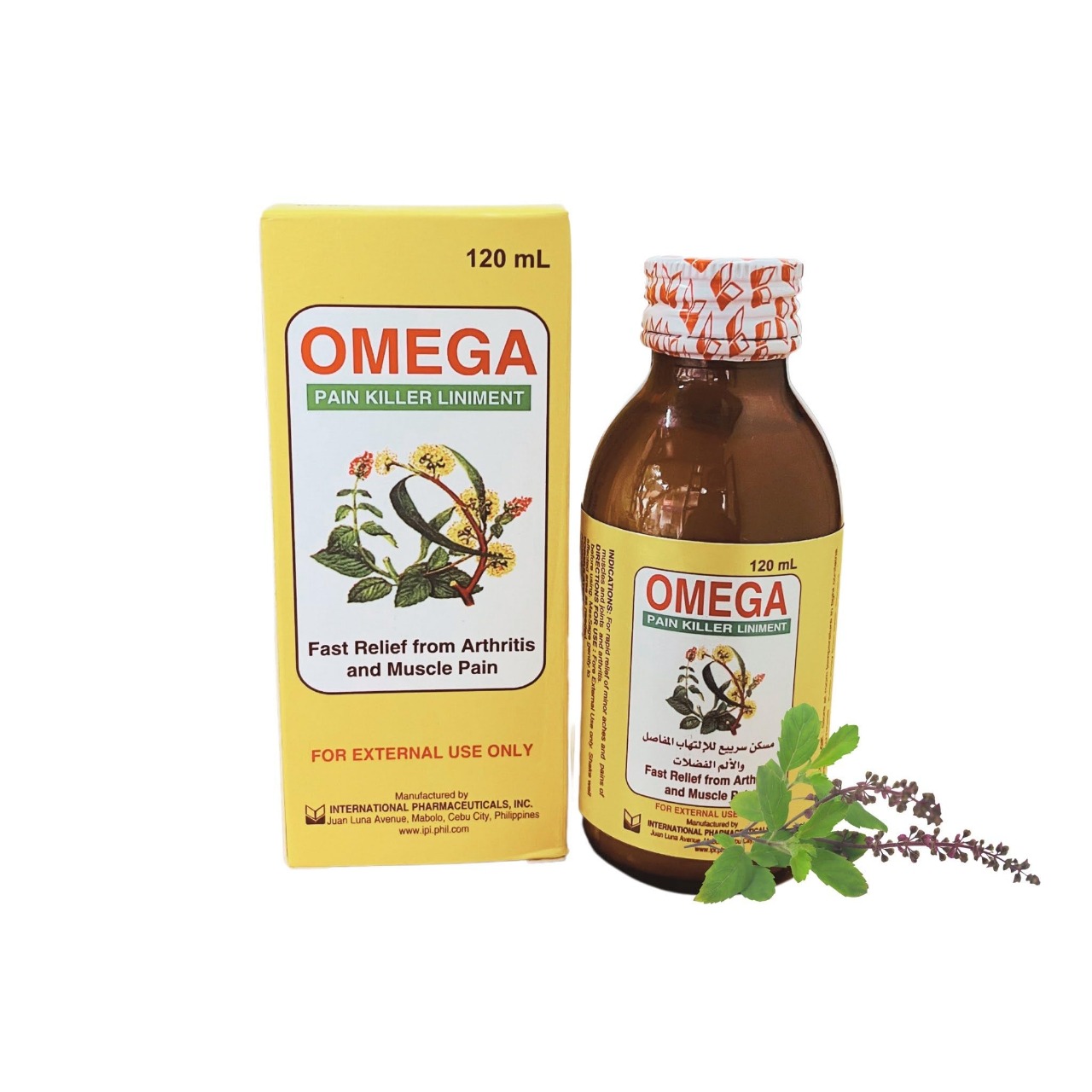 Picture of 120 ml Omega pain killer liniment International Philippines product used for male female