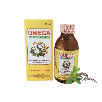 Picture of 120 ml Omega pain killer liniment International Philippines product used for male female
