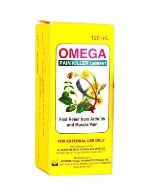 Picture of 120 ml Omega pain killer liniment International Philippines product used for male female
