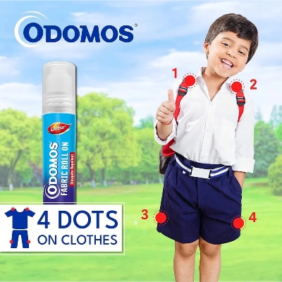 Picture of International Indian product Dabour ODOMOS fabric roll on mosquito repellent used for kids - 8 ml