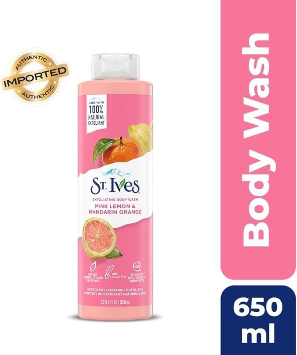 Picture of International USA product ST Ives PINK LEMON & MANDARIN ORANGE Shower gel body wash used for Male/ female - 650 ml