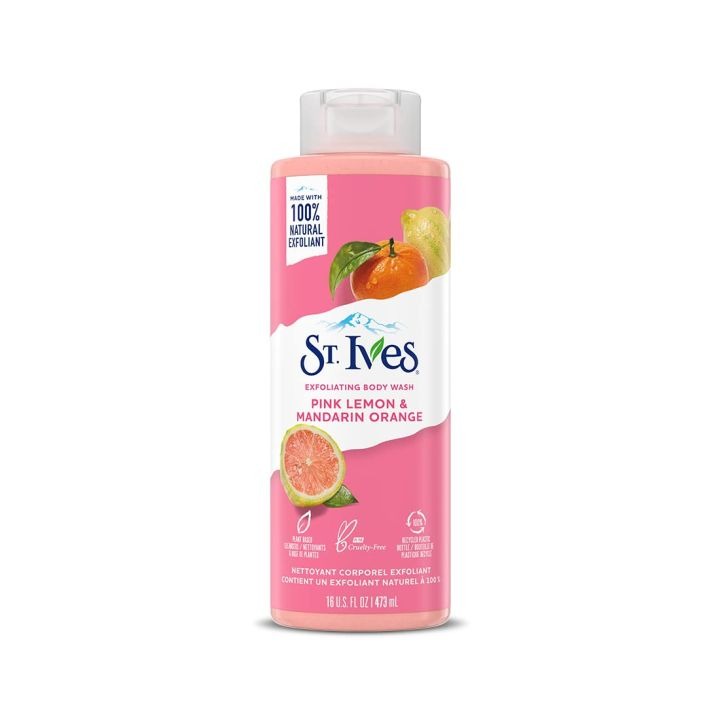 Picture of International USA product ST Ives PINK LEMON & MANDARIN ORANGE Shower gel body wash used for Male/ female - 473 ml