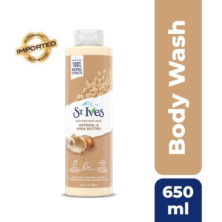 Picture of International USA product ST Ives OATMEAL & SHEA BUTTER Shower gel body wash used for Male/ female - 650 ml