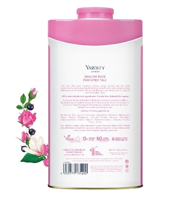Picture of International England product Yardley English ROSE talcum powder used for male/ female/ baby - 250 GM