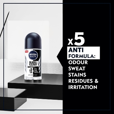 Picture of Nivea Men 5in1 Black & White Invisible Original Fresh 48H Anti-Perspirant Deodorant Roll-on - 50 ml