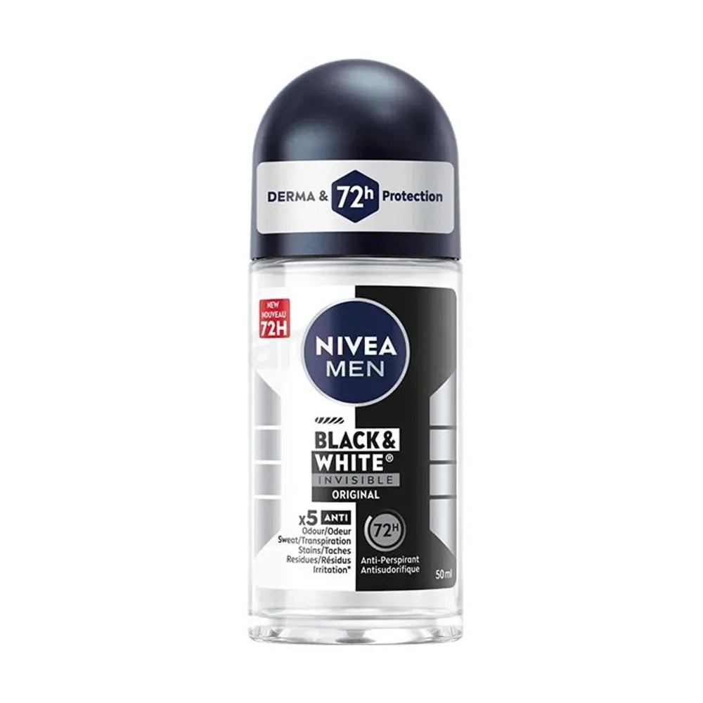 Picture of Nivea Men 5in1 Black & White Invisible Original Fresh 48H Anti-Perspirant Deodorant Roll-on - 50 ml