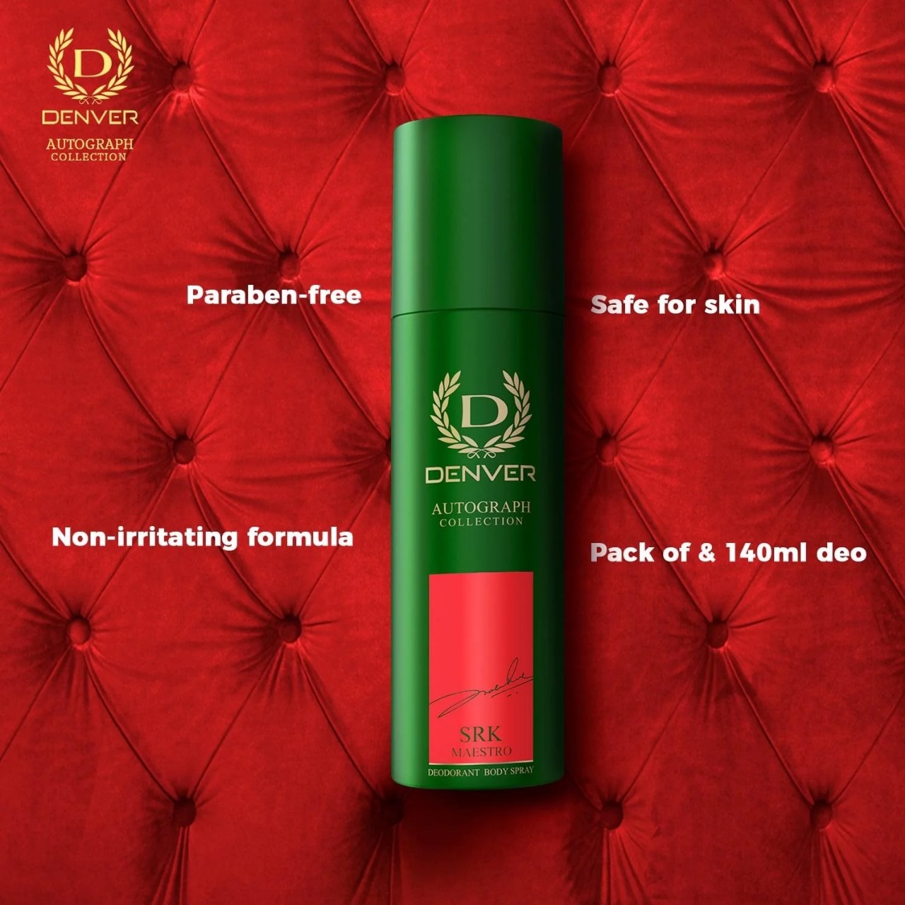 Picture of Indian product Body perfume perty scent Denver Autograph Collection Maestro used for male/female - 140 ml