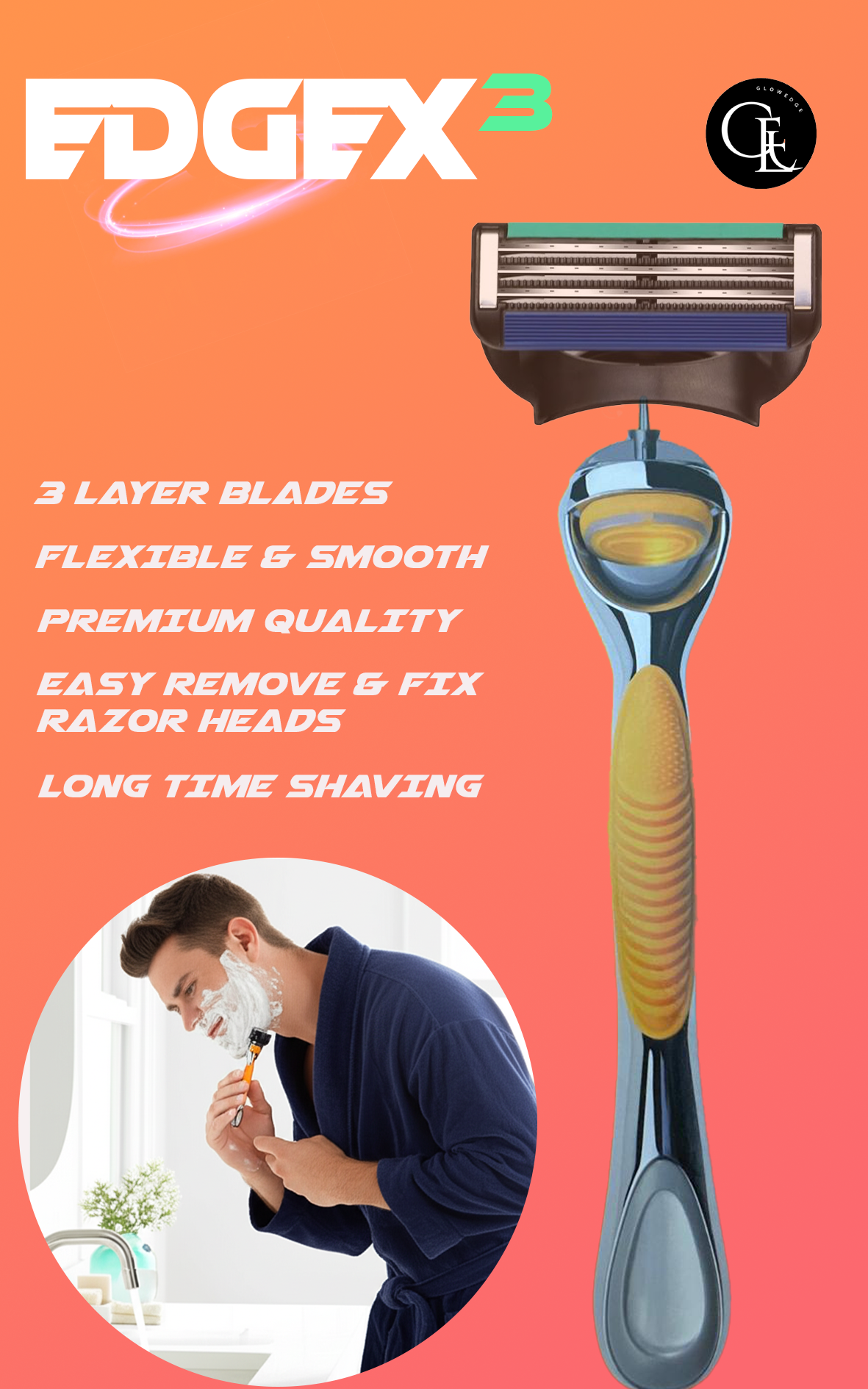 Picture of EdgeX3 Reusable Razors/Cartridge razor