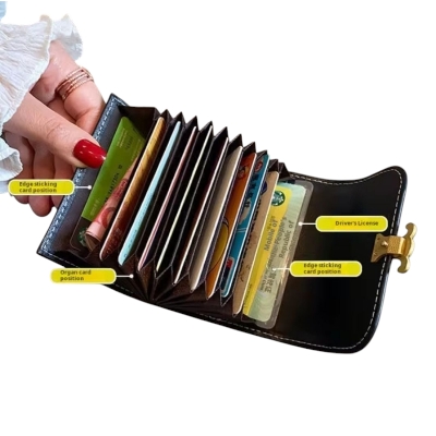 Picture of Korean Style Women’s Short Wallet & Clutch | Elegant PU Leather Check Pattern Card Holder | Fashionable Compact Coin Purse for Girls