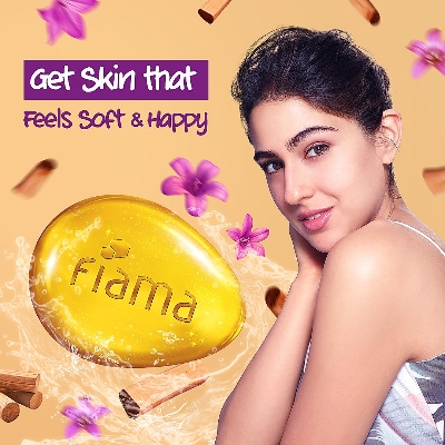 Picture of Indian product Fiama Gel bar Golden Sandalwood Oil & patchouli Soft & luxurious Soap 125 Gm