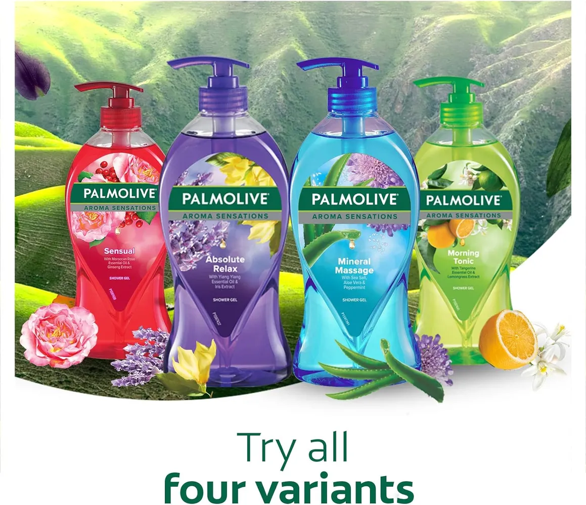 Picture of International Malaysian product Palmolive Aroma sensations Mineral Massage With Aloe Vera For Used male /female Shower Gel 750 Ml