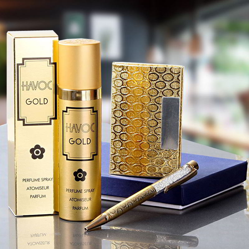 Picture of International UAE Product Havoc Gold perfume Spray Atomseur Perfume used for male /Female 75 Ml