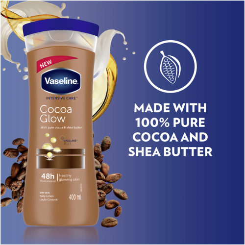 Picture of International UAE product vaseline Intensive Care Cocoa butter glow lotion used For male /female 400 Ml