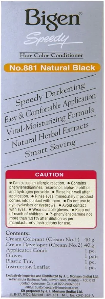 Picture of International Thailand Product Bigen Speedy Hair colour (No..881) Natural Black With Natural Herbs Used For male /female