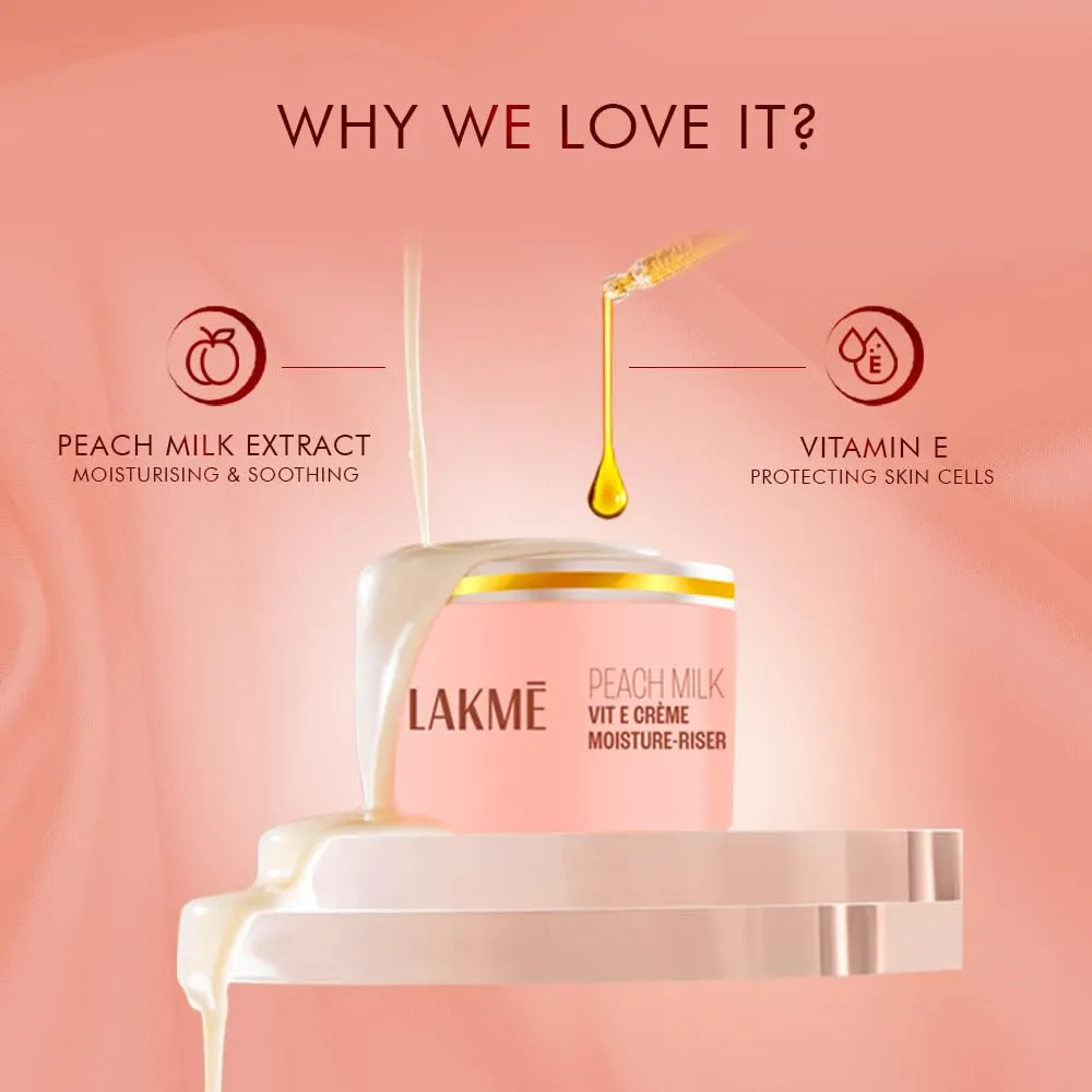 Picture of Indian Product Lakme peach milk soft cream With 24hour Moisture Lock Non- Sticky Face cream used For women.. 50 Gm