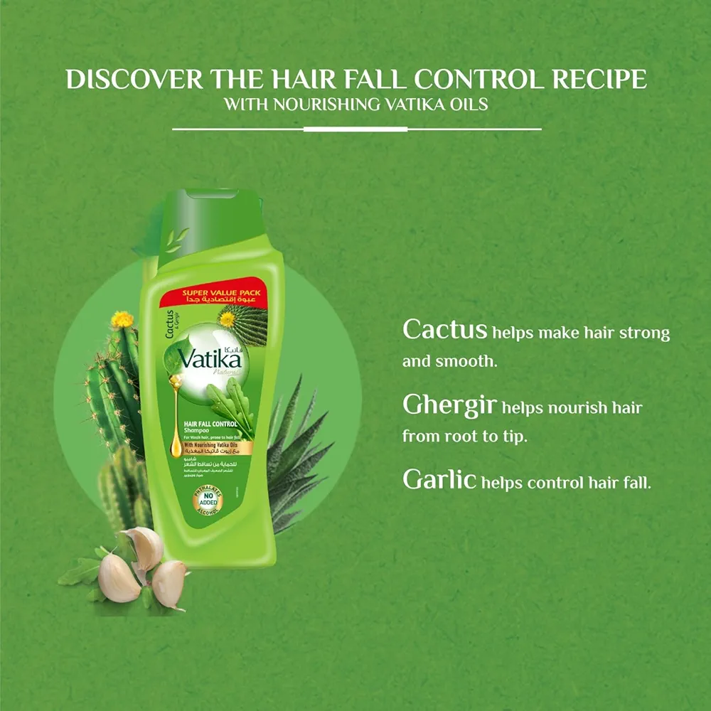 Picture of International UAE Product Vatika Cactus & Gergir Hair Fall Control Shampoo For Weak Hair Used For Male/Female-700Ml
