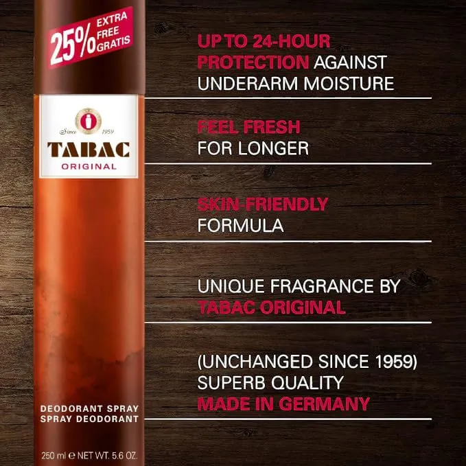 Picture of International Germany Product Tabac Original Deodorant Spray With 24hours Long Lasting Protection Spray Deodorant Body spray Used For Men-250Ml